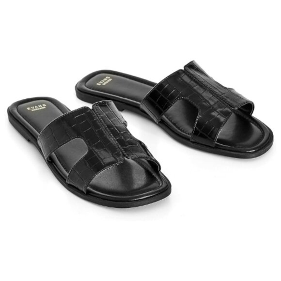 Evans Shoes - EVANS Women's Sandal Cut Out Slide BEV, BLACK
